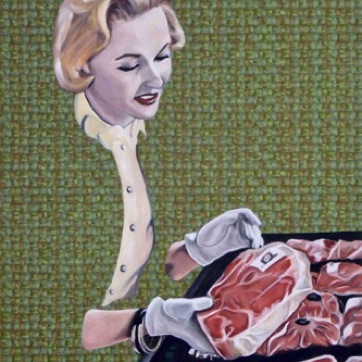 75. Martha at Meat Counter 60x40 cm